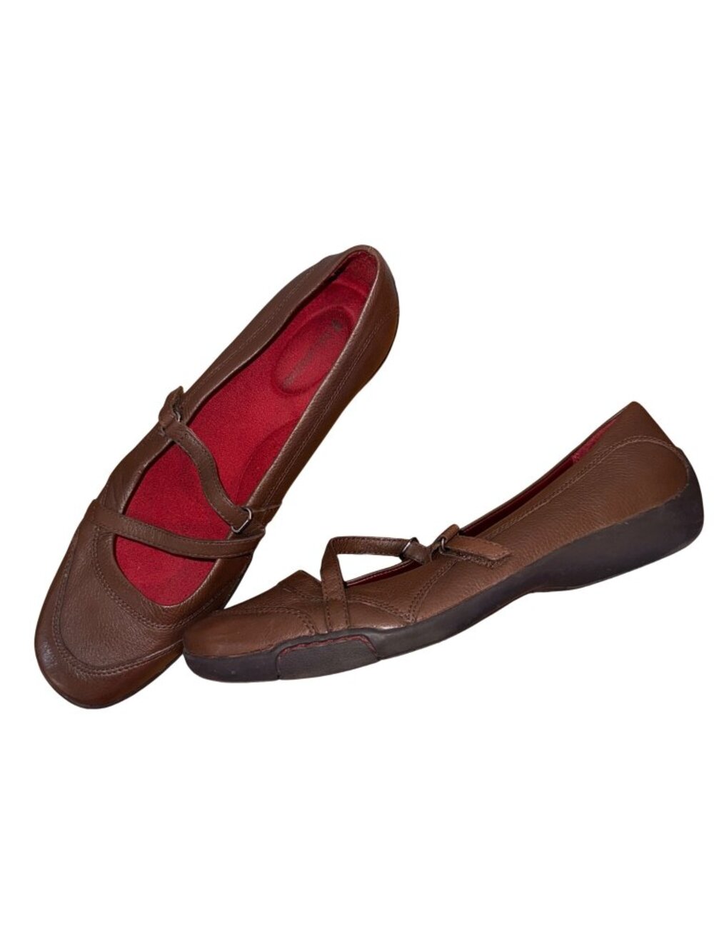 Clarks Womens Brown Leather Mary Jane Flats Size 10M